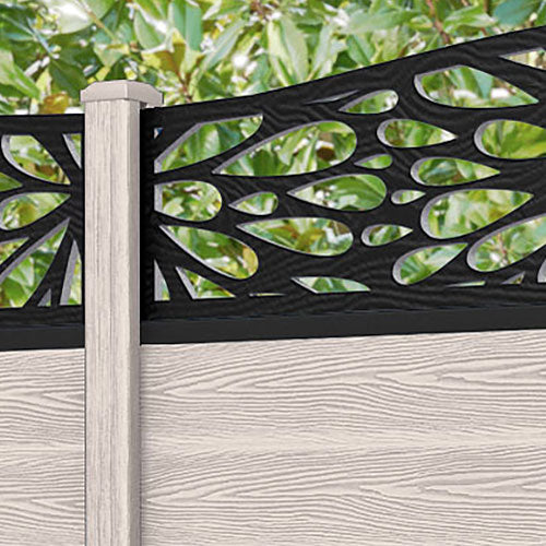 Classic Blossom Curved Top Fence Panel - Mid Stone - with our composite posts