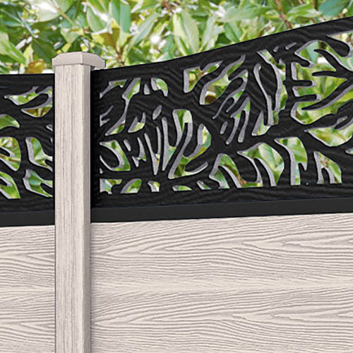 Classic Botanic Curved Top Fence Panel - Mid Stone - with our composite posts