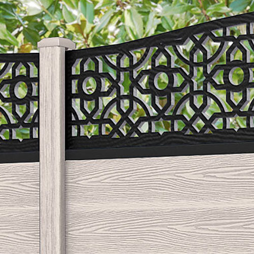 Classic Nabila Curved Top Fence Panel - Mid Stone - with our composite posts