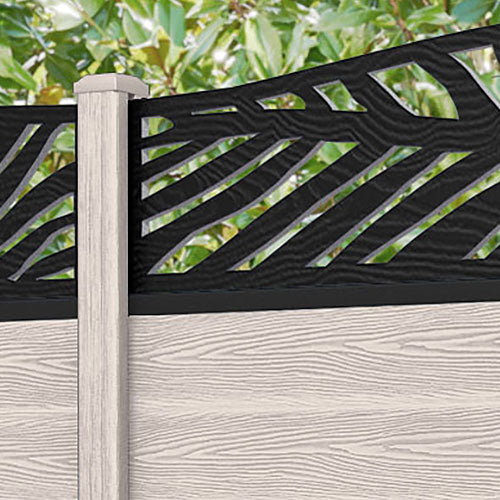 Classic Palm Curved Top Fence Panel - Mid Stone - with our composite posts