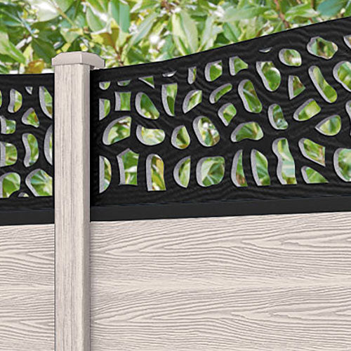 Classic Pebble Curved Top Fence Panel - Mid Stone - with our composite posts