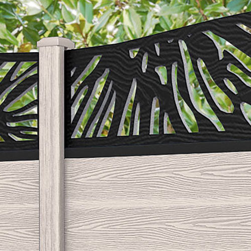 Classic Poppy Curved Top Fence Panel - Mid Stone - with our composite posts