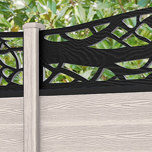 Classic Twilight Curved Top Fence Panel - Mid Stone - with our composite posts