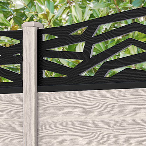 Classic Zenith Curved Top Fence Panel - Mid Stone - with our composite posts