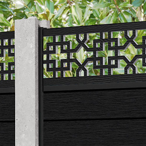 Fusion Zaria Fence Panel - Black - for existing concrete posts