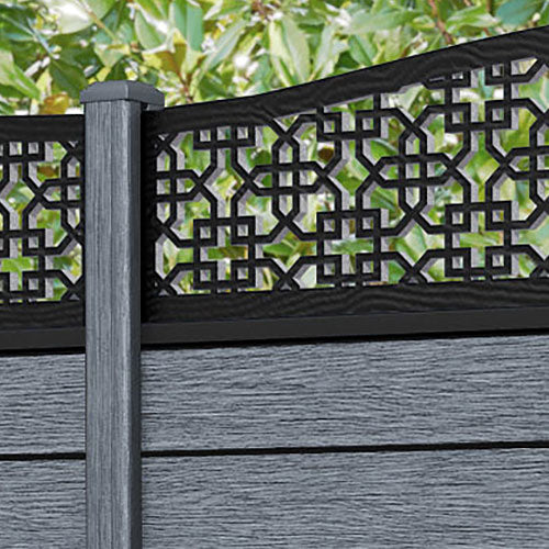 Fusion Zaria Curved Top Fence Panel - Anthracite - with our composite posts