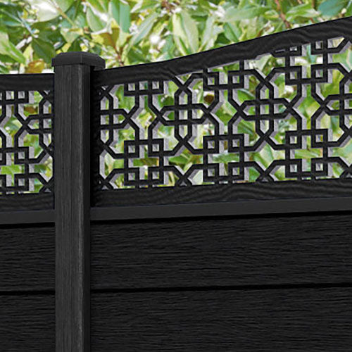 Fusion Zaria Curved Top Fence Panel - Black - with our composite posts