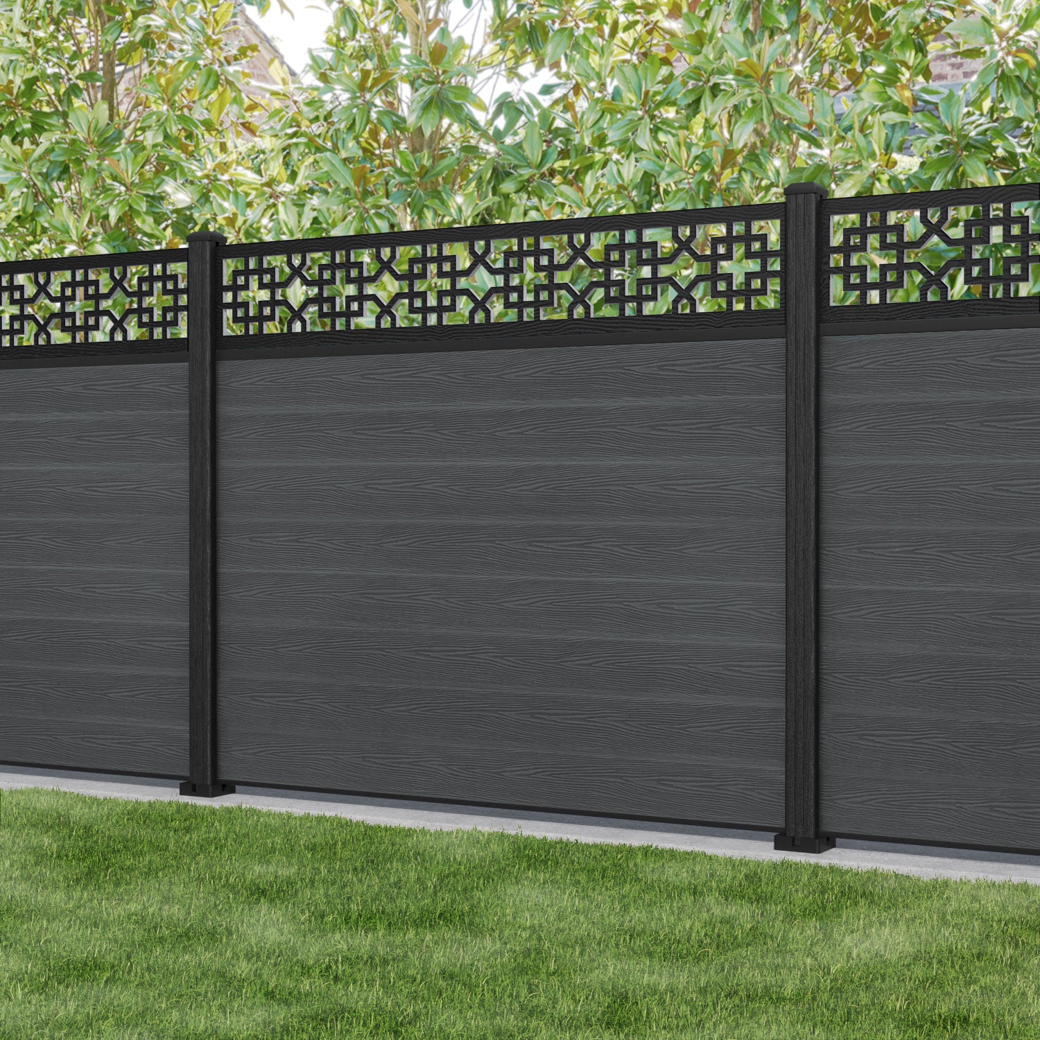 Classic Zaria Fence Panel - Dark Grey - with our composite posts