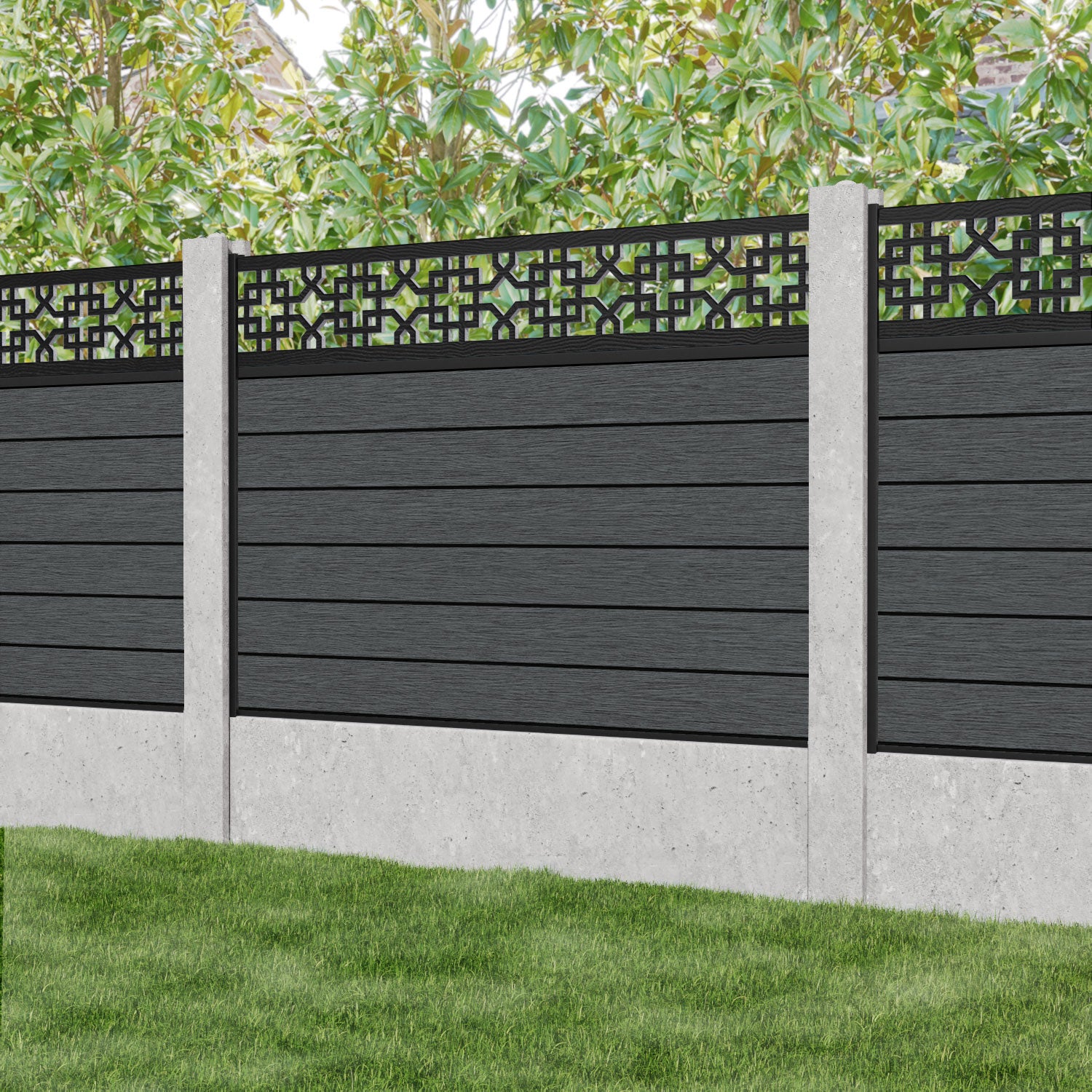 Fusion Zaria Fence Panel - Dark Grey - for existing concrete posts