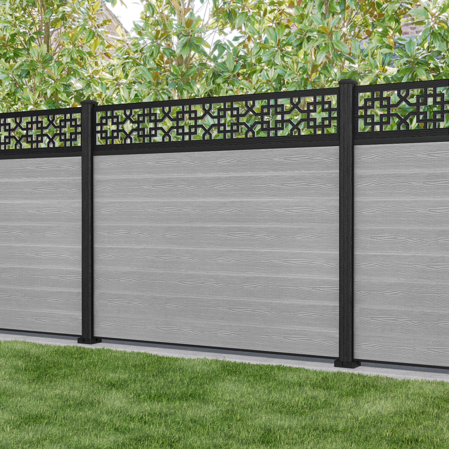 Classic Zaria Fence Panel - Light Grey - with our composite posts