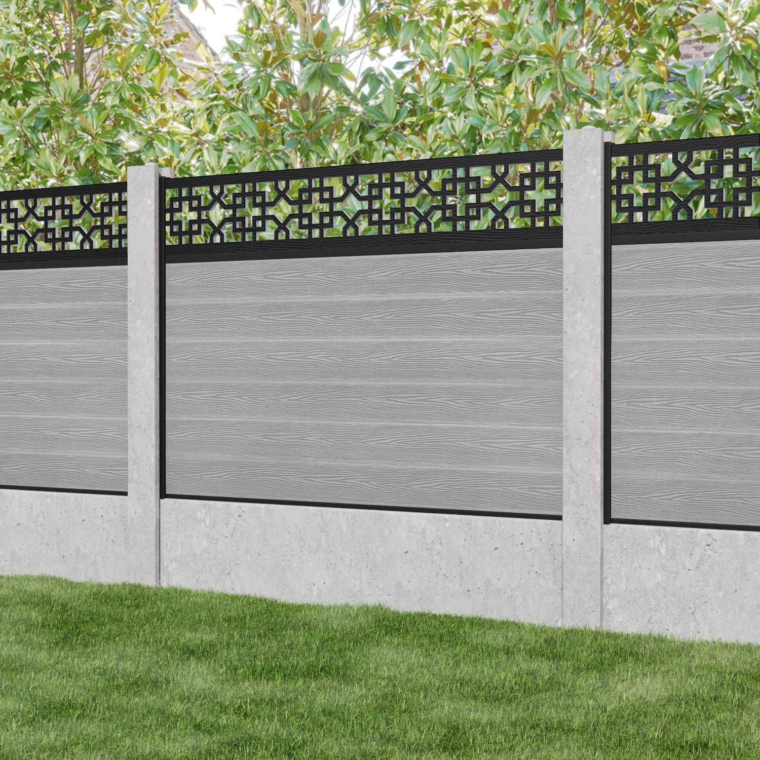 Classic Zaria Fence Panel - Light Grey - for existing concrete posts