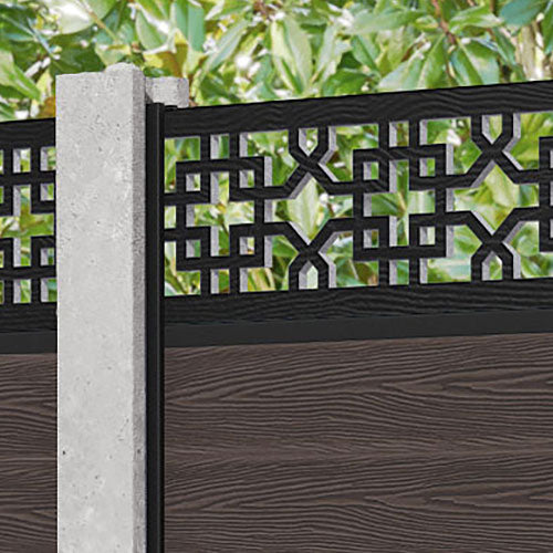 Classic Zaria Fence Panel - Mid Brown - for existing concrete posts