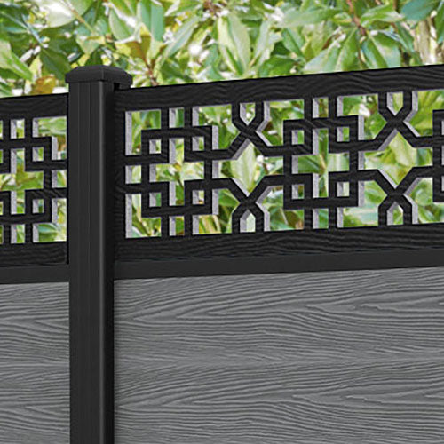 Classic Zaria Fence Panel - Mid Grey - with our aluminium posts