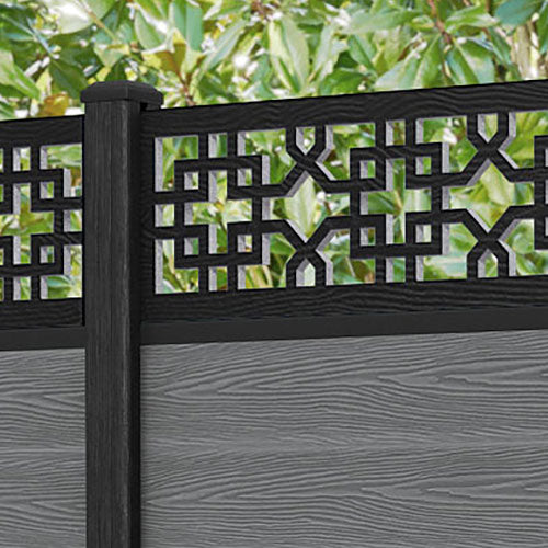 Classic Zaria Fence Panel - Mid Grey - with our composite posts