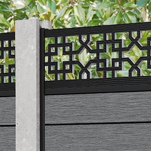 Fusion Zaria Fence Panel - Mid Grey - for existing concrete posts