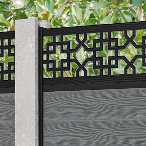 Classic Zaria Fence Panel - Mid Grey - for existing concrete posts