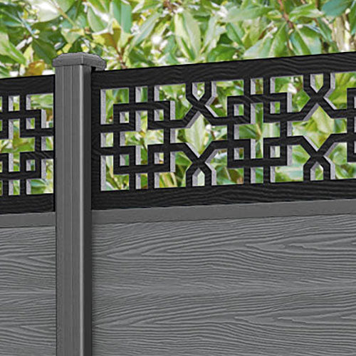 Classic Zaria Fence Panel - Mid Grey - with our aluminium posts