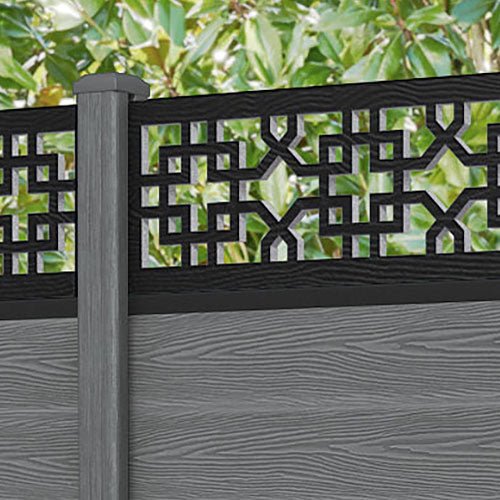 Classic Zaria Fence Panel - Mid Grey - with our composite posts