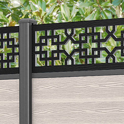 Classic Zaria Fence Panel - Mid Stone - with our aluminium posts