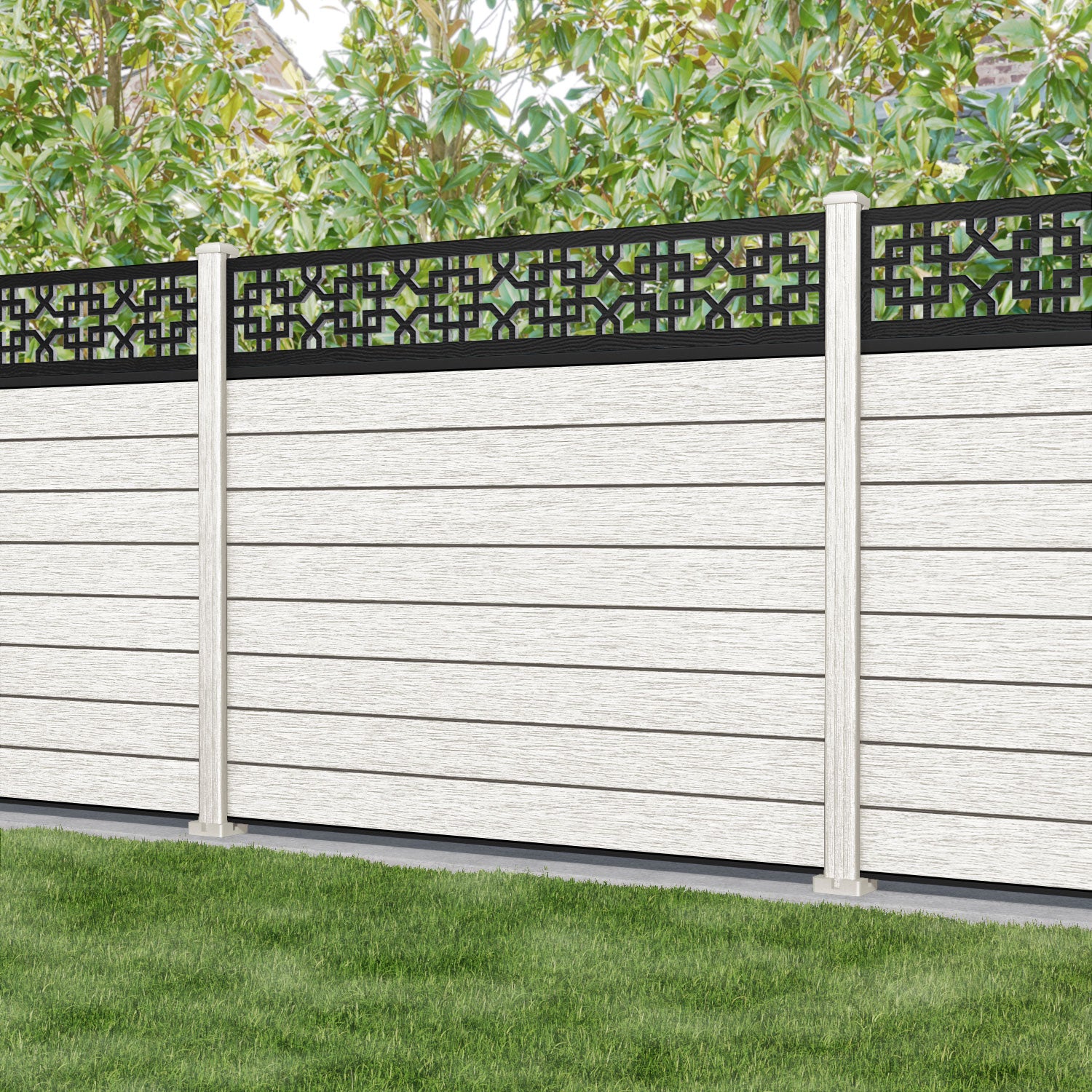Fusion Zaria Fence Panel - Light Stone - with our composite posts