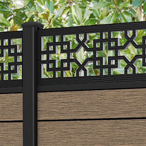 Fusion Zaria Fence Panel - Teak - with our aluminium posts