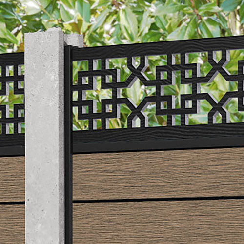 Fusion Zaria Fence Panel - Teak - for existing concrete posts