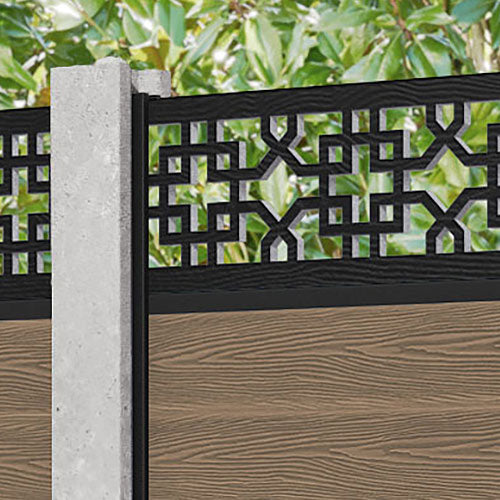 Classic Zaria Fence Panel - Teak - for existing concrete posts