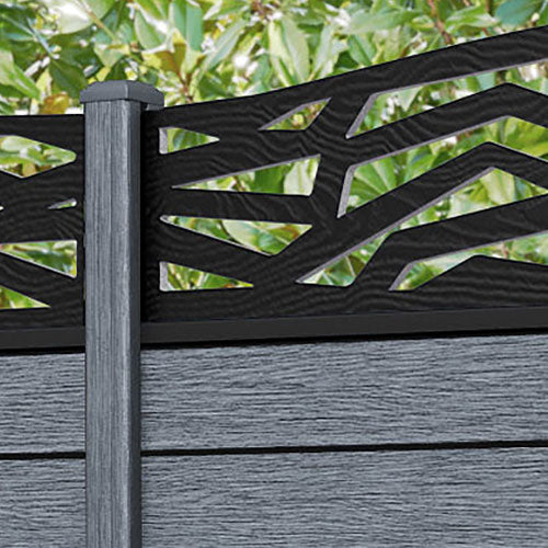 Fusion Zenith Curved Top Fence Panel - Anthracite - with our composite posts