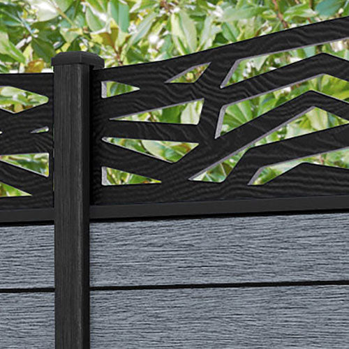 Fusion Zenith Curved Top Fence Panel - Anthracite - with our composite posts