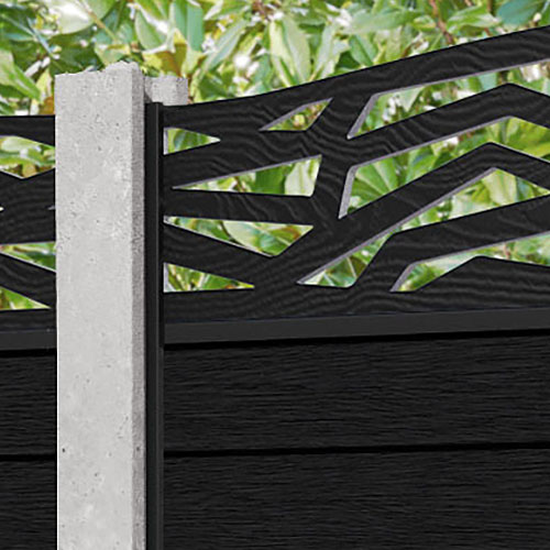 Fusion Zenith Curved Top Fence Panel - Black - for existing concrete posts