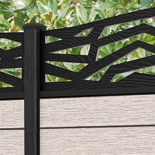 Fusion Zenith Curved Top Fence Panel - Mid Stone - with our composite posts