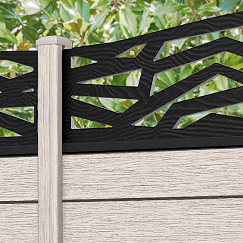 Fusion Zenith Curved Top Fence Panel - Mid Stone - with our composite posts