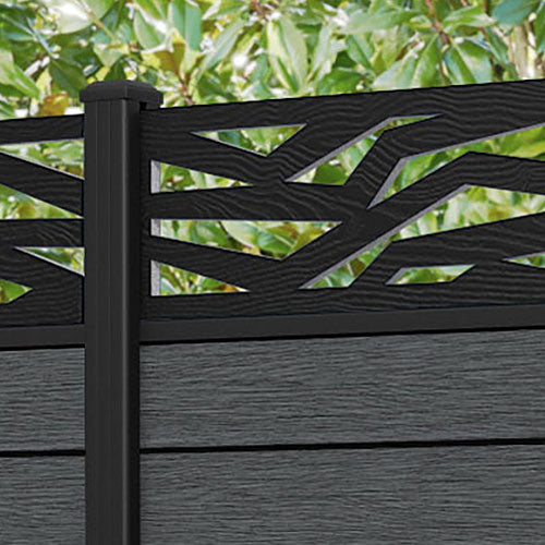 Fusion Zenith Fence Panel - Dark Grey - with our aluminium posts