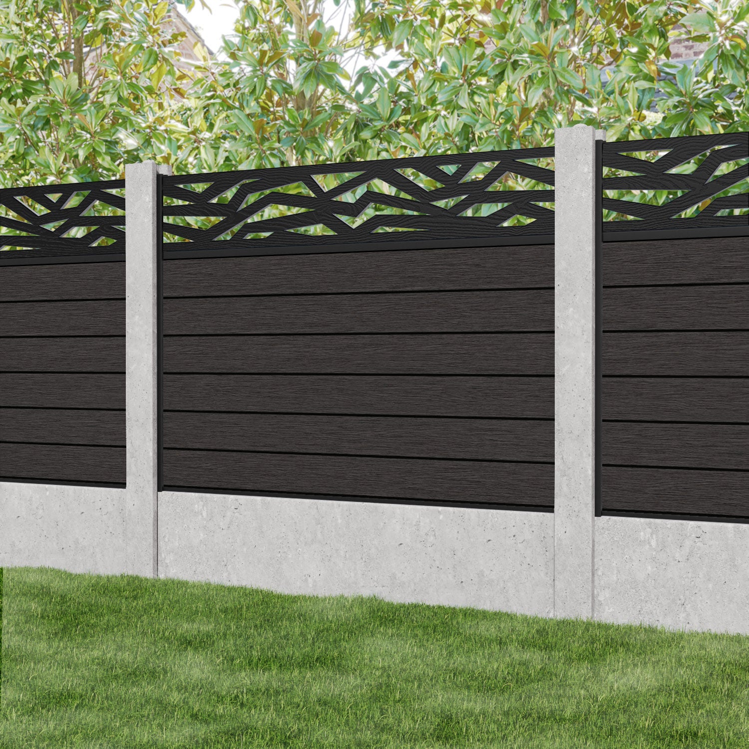 Fusion Zenith Fence Panel - Dark Oak - for existing concrete posts