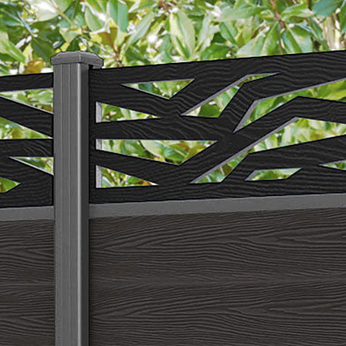 Classic Zenith Fence Panel - Dark Oak - with our aluminium posts