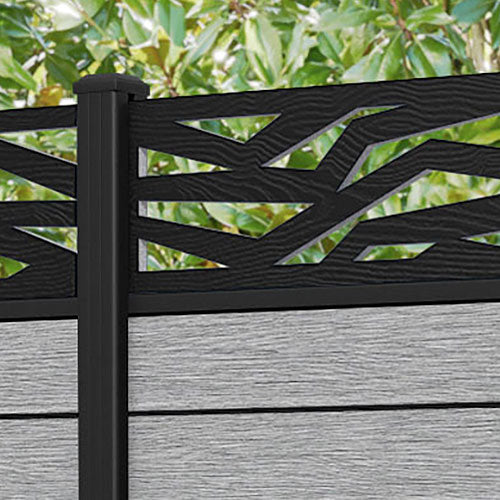 Fusion Zenith Fence Panel - Light Grey - with our aluminium posts
