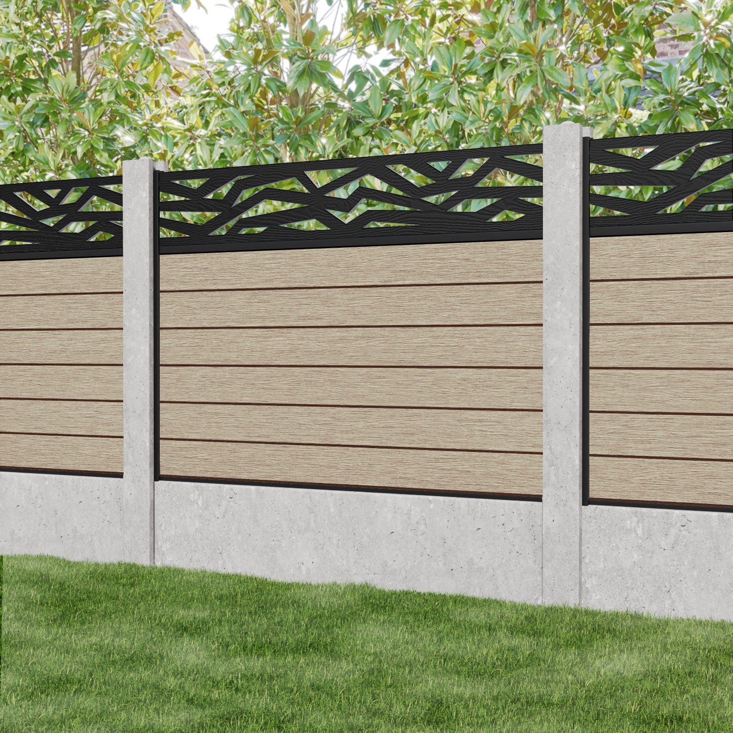 Fusion Zenith Fence Panel - Light Oak - for existing concrete posts