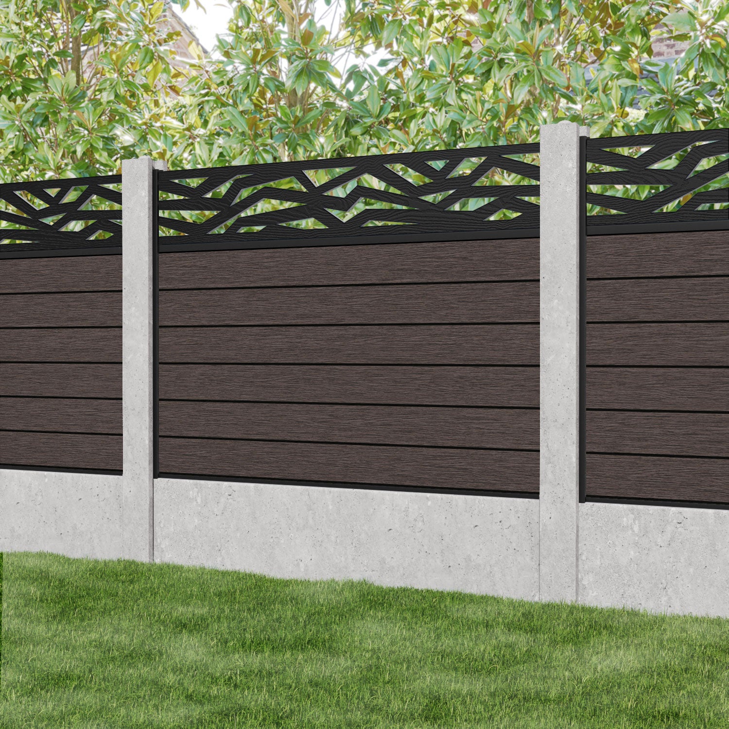 Fusion Zenith Fence Panel - Mid Brown - for existing concrete posts