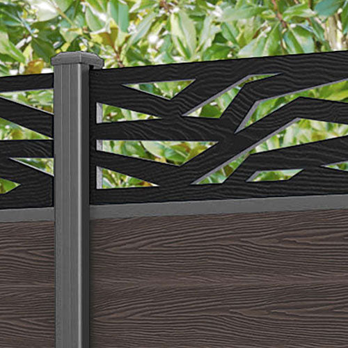 Classic Zenith Fence Panel - Mid Brown - with our aluminium posts