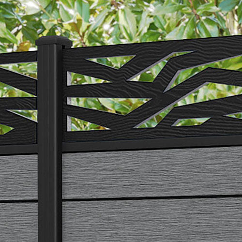 Fusion Zenith Fence Panel - Mid Grey - with our aluminium posts