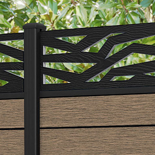 Fusion Zenith Fence Panel - Teak - with our aluminium posts