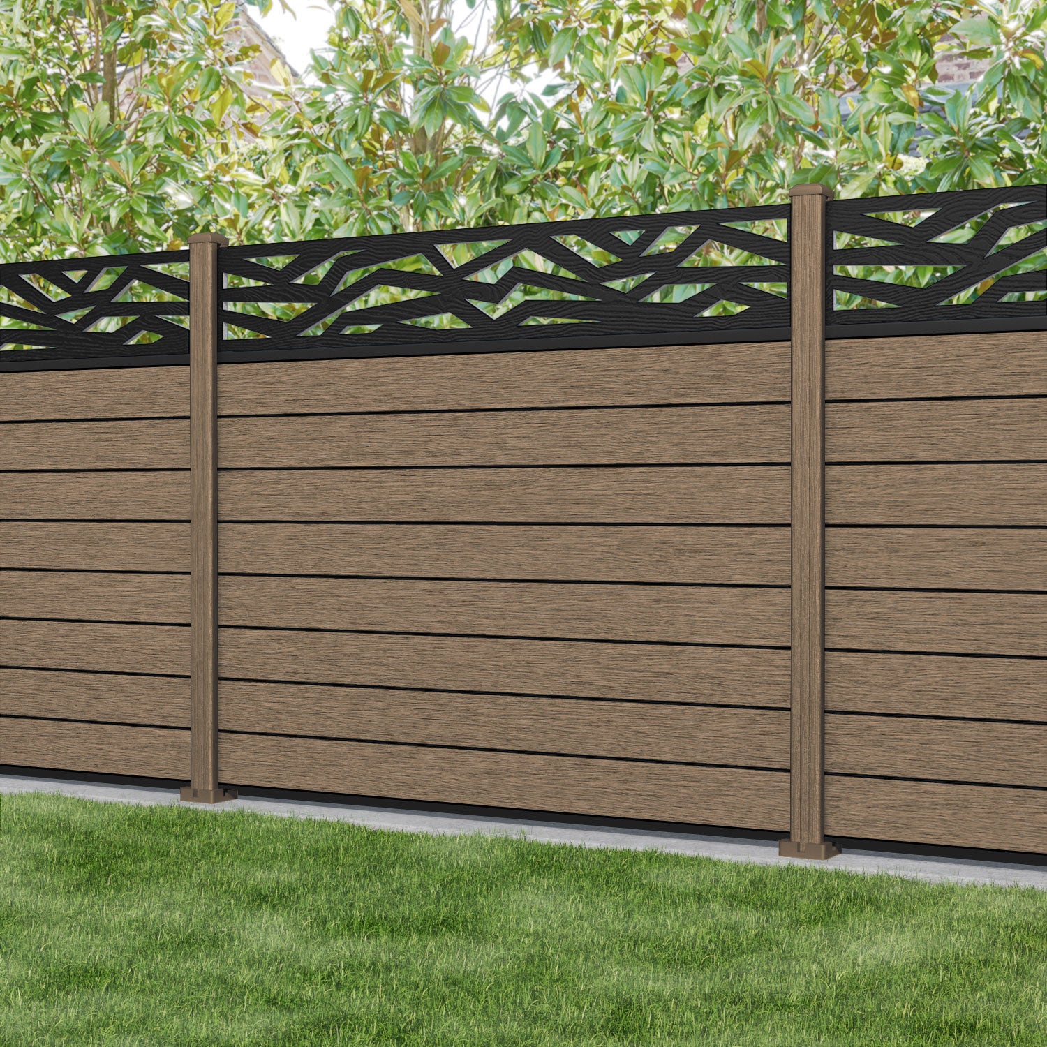 Fusion Zenith Fence Panel - Teak - with our composite posts