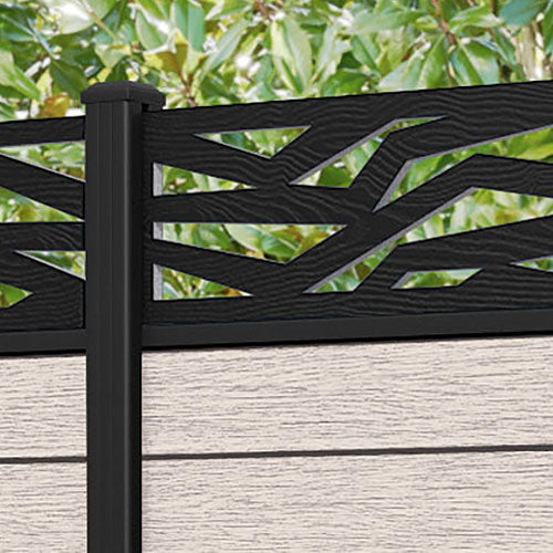 Fusion Zenith Fence Panel - Mid Stone - with our aluminium posts