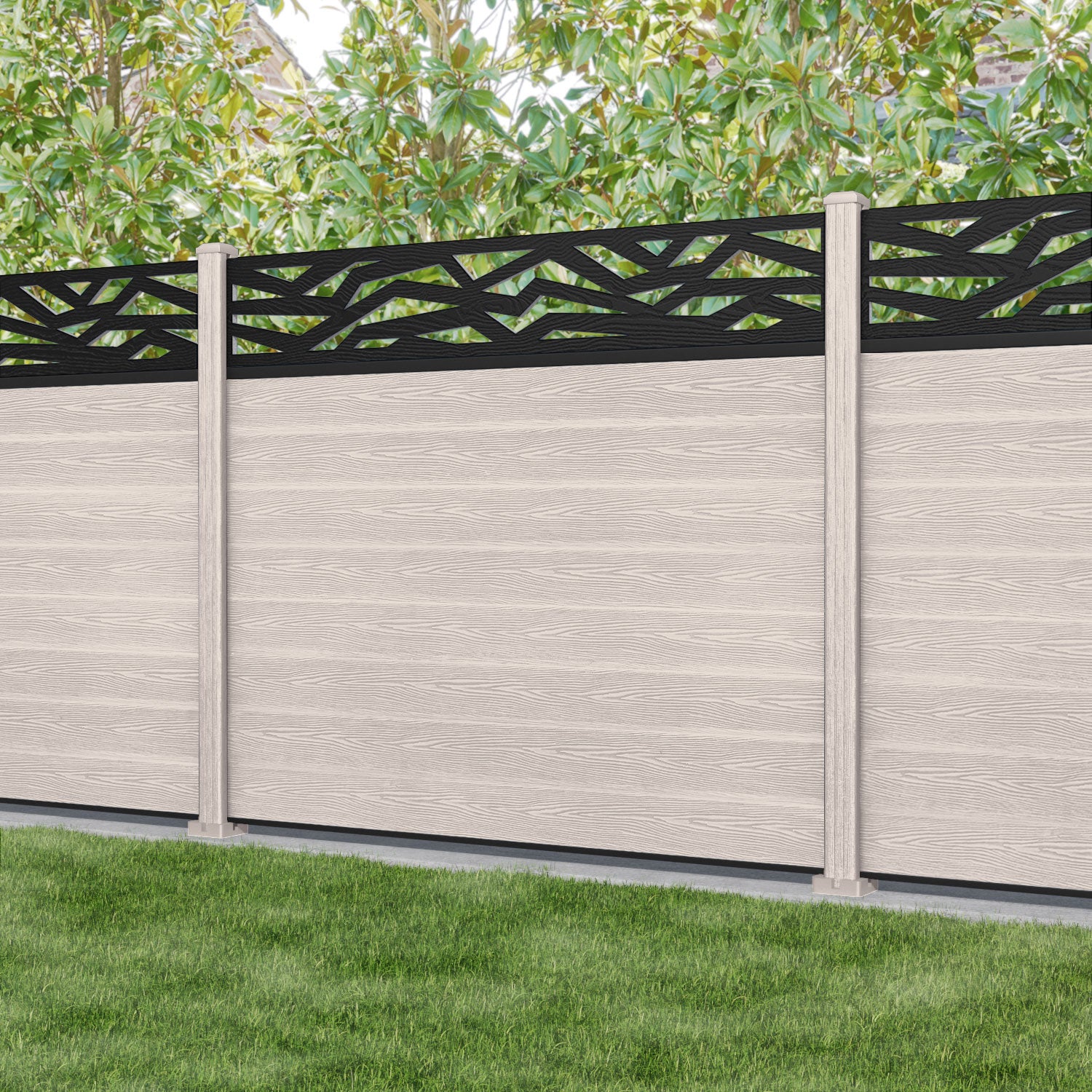 Classic Zenith Fence Panel - Mid Stone - with our composite posts