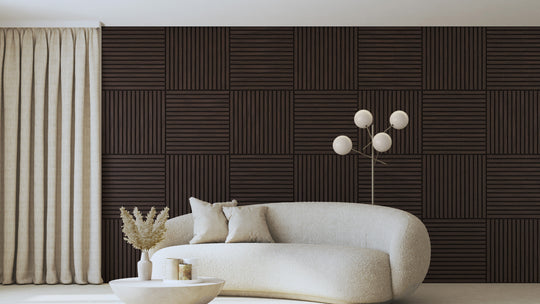 InsuSlat™ Wall Panel - American Walnut - H60cm x W60cm (Pack of 4) = H240cm x W60cm
