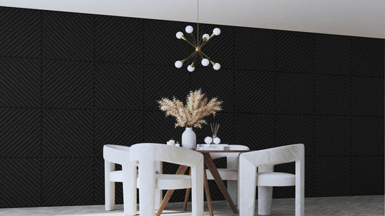InsuSlat™ Angled Wall Panel - Black - H60cm x W60cm (Pack of 4) = H240cm x W60cm