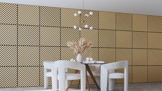 InsuSlat™ Angled Wall Panel - Natural Oak - H60cm x W60cm (Pack of 4) = H240cm x W60cm