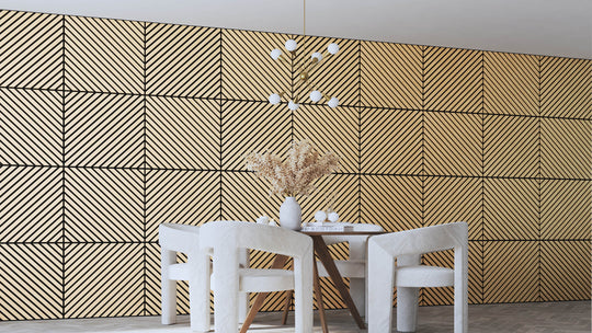 InsuSlat™ Angled Wall Panel - Raw Walnut - H60cm x W60cm (Pack of 4) = H240cm x W60cm