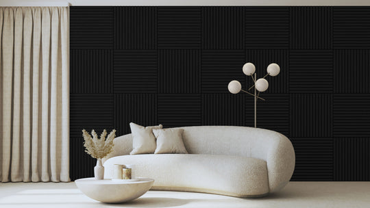 InsuSlat™ Wall Panel - Black - H60cm x W60cm (Pack of 4) = H240cm x W60cm