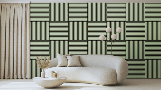 InsuSlat™ Wall Panel - Light Olive - H60cm x W60cm (Pack of 4) = H240cm x W60cm